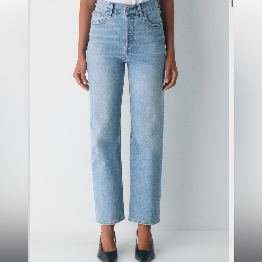 Denim Forum The Arlo High Rise Straight Jeans Light Wash Size 24